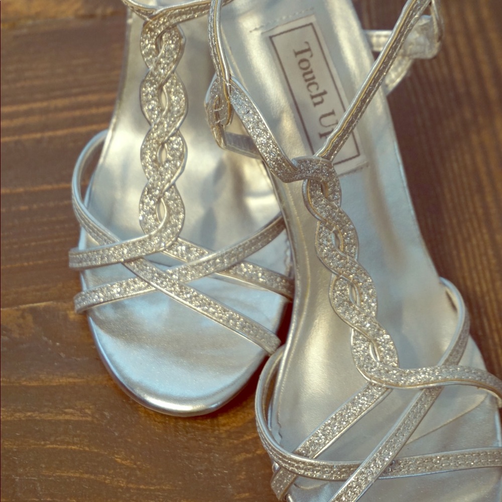 Silver Glitter Sandal Heels